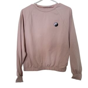 All in favor oversize t-shirt  long sleeve yin yang sweater blush pink beige